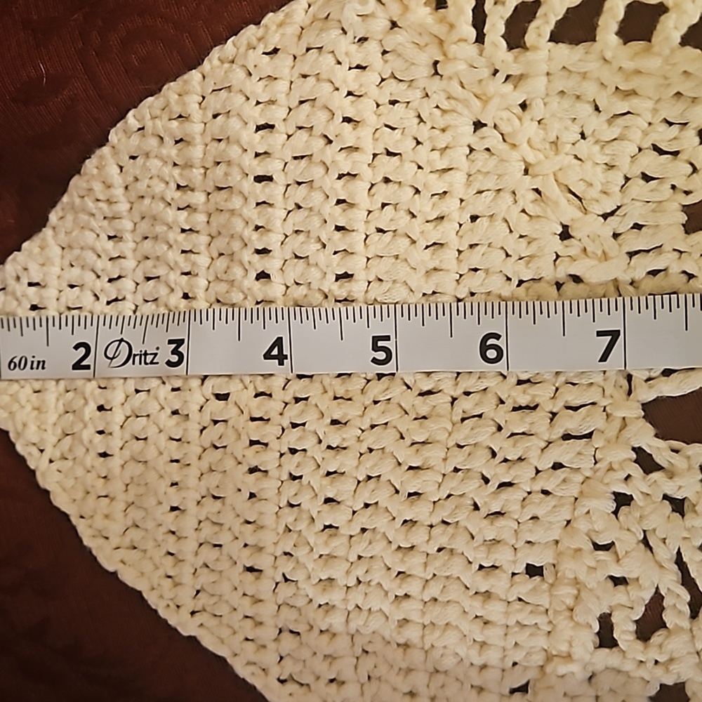 Hand Crafted Crochet Crop-Top Handmade Floral pattern Swim cover-up Cream #752 - Picture 14 of 17